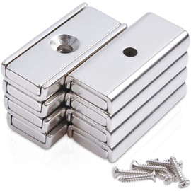 MIN CI 8 Pack Extra Strong Rare Earth Magnets, 30x13.5x5mm Flat Rectangular Magnets with Screws and Countersunk Hole M3.5