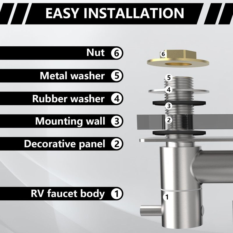 All Metal RV Shower Faucet, TONNY 4" Camper Shower Faucet