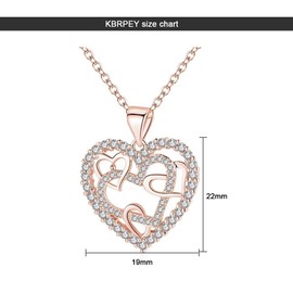 BKEPDY Women's Necklace 925 Sterling Silver Elegant Heart Pendant Chain Women's Jewellery in Rose Gold, Gifts for Christmas, Mother's Day, Birthday, Valentine's Day, Jewellery for Women, Silver
