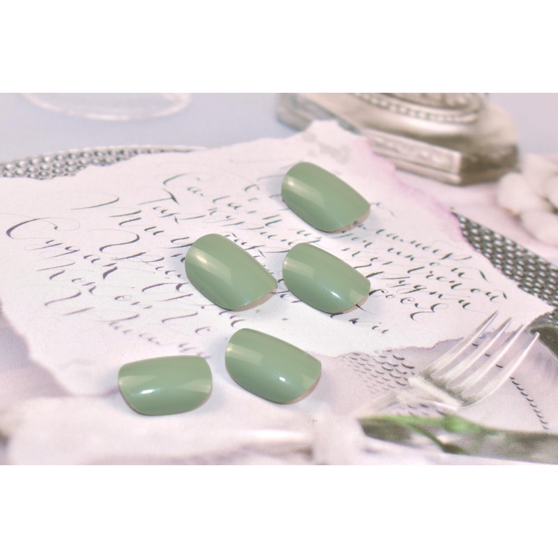 LIFOOST Fully Cured Gel Nail Strips Solid Green Long Lasting