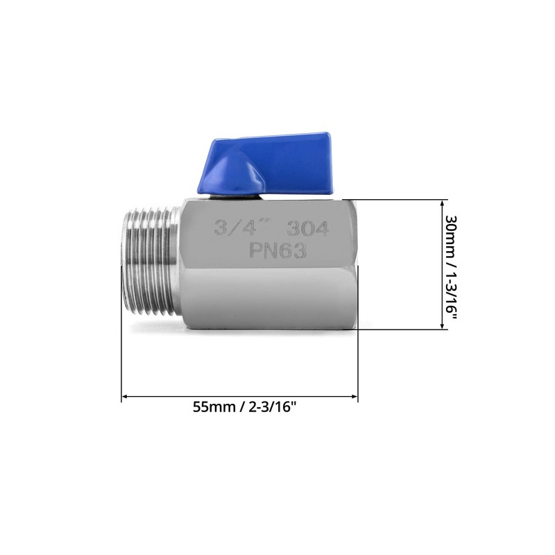 QWORK Mini Ball Valve, 2 Pack 3/4" NPT Thread Female
