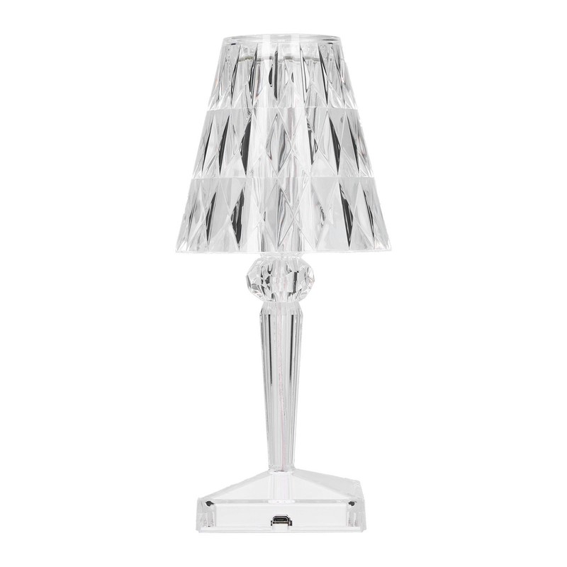 LED Crystal Table Light USB Charging Transparent Prism Dimmable Desk