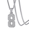 Number 8 Chains Necklaces, Inspiration Jersey Simulated Diamond No. 8
