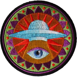 Ivamis Spiritual Eye UFO Novelty Iron on Patch - 3x3 inch - P6729