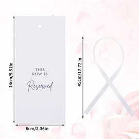 12pcs Reserved Seating Chair Signs, White This Row is Reserved Signs with Ribbon Hanging for Wedding Church Events Church Pews