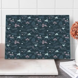 Lunarable Christmas Cutting Board, New Year Themed Abstract Winter Mistletoe Berries Sprigs Leaves Print, Decorative Tempered Glass Cutting and Serving Board, Large Size, Pale Eggplant Lilac