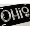 Diamond Etched State of Ohio OH Car Tag Black Metal