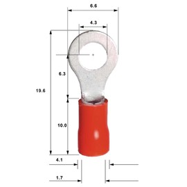 WeltiesSmartTools 10 Insulated Ring Cable Lugs M4 Red Insulated Crimp Connectors Ring Crimp Connector Partially Insulated for 0.5-1.5 mm² Cable for Car and Electrical Devices