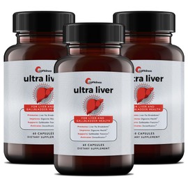 UpWellness Ultra Liver Supplement for Liver Health and Gallbladder Support - Powered by TMG, NAC Milk Thistle, and More - Taurine Supplement - 60 Capsules - 3 Pack