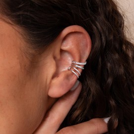 Ear Cuff Earrings for Women Non Piercing - Dainty Cartilage Clip On Earrings Small 925 Sterling Silver Plated Huggie Hoop Cuffs Hypoallergenic Cubic Zirconia Earring for Women Trendy Jewelry Gift,