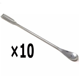 A2Z Scilab 10PCS Stainless Steel Lab Micro Spoon Scoop 7" Double Ended Mixing Spatulas