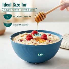 BUSOKIP 40OZ Wheat Straw Bowls Sets of 8, Unbreakable & Thick Ramen Bowl, Microwave & Dishwasher Safe Large Soup Bowls, Reusable Plastic Cereal Bowls for Party, Camping, Patio Dinning, RVs- Multi