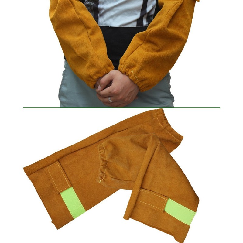 Leather Heat Resistant Welding Arm Sleeves Elastic Cuff Safety Work