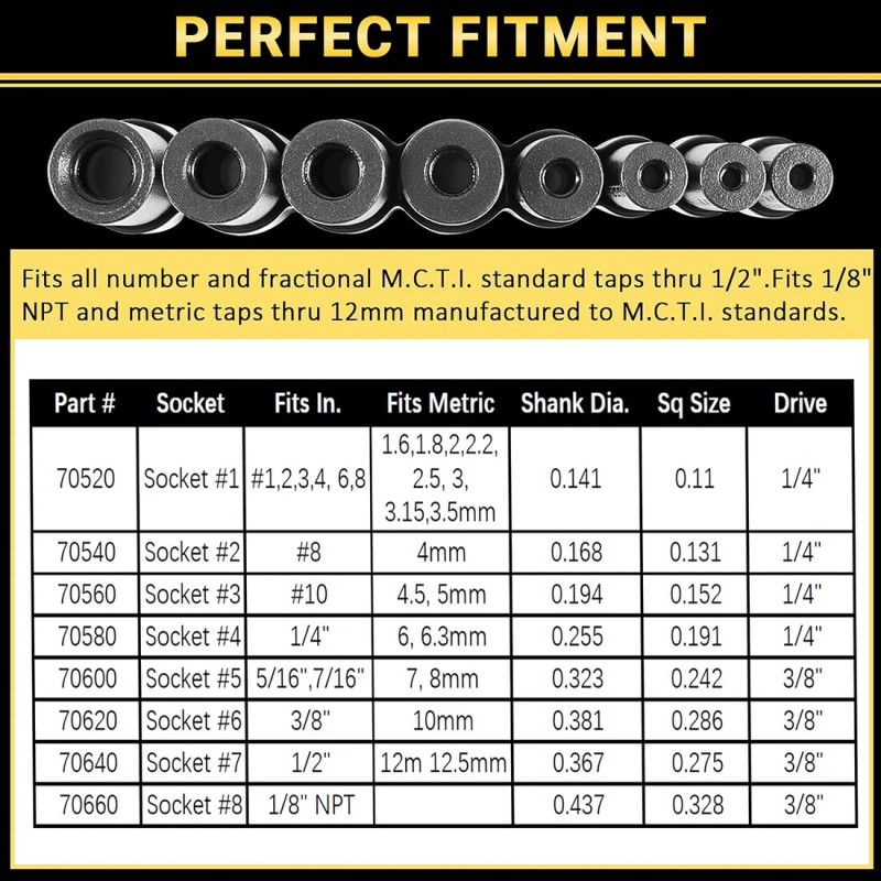 LIS Tap Socket Set 1/4 in and 3/8 in Drive
