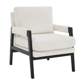 Roundhill Furniture Kelly Mid-Century Modern Chenille Upholstered Accent Armchair, White