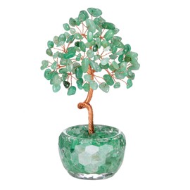 Jovivi Green Aventurine Crystal Trees,Natural Gemstone Bonsai Money Tree of Life Green Healing Crystals Home Office Desk Decor for Women Birthday Gifts