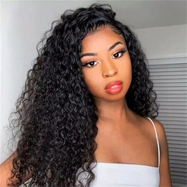 SOXSKIX 24 Inch Half Wig Human Hair Water Wave Half Wig 3 in 1 Glueless Wigs 200 Density Wear and Go Wigs Seamless Flip Over with Drawstring Beginner Friendly Curly Wig Headband Wig for Women