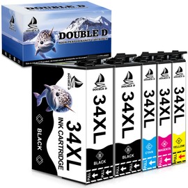 DOUBLE D 34XL Printer Cartridges for Epson 34XL Compatible with Epson Workforce Pro WF-3720 WF-3725 WF-3720DWF WF-3725DWF Pack