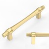 Amerdeco 10 Pack Brushed Gold Cabinet Pulls 3.75 Inch(96mm) Hole