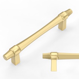 Amerdeco 10 Pack Brushed Gold Cabinet Pulls 3.75 Inch(96mm) Hole Center Drawer Pulls Cabinet Hardware Kitchen Cabinet Handles for Bathroom ZH0073