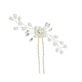 5 Pcs Bridal Hair Pins - Wedding Hair Clips Pearl Rhinestones Floral Bride Headpiece Hair Accessories for Women Silver