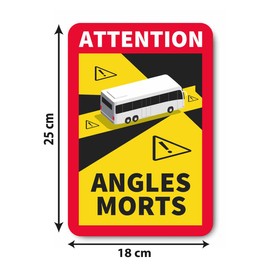 Attention Angles Morts Dead Spot Sticker Pack of 6 for Buses, Caravans, Vans (Bus6)