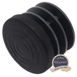 Adsamm® 4 x Lamellar Plugs, Black, Diameter 26-28 mm, Round, Furniture Glides for Steel Tube Chairs, End Caps for Round Pipes