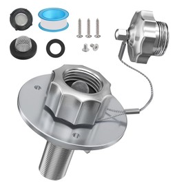 HNONPW All Metal RV City Water Inlet with Check Valve, 3/4" GHT and 1/2" NPT Thread RV Water Inlet Connection Replacement, for RV Camper Motorhome Trailer Marine