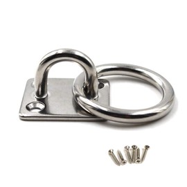 M10 Eye Plate 304 Stainless Steel Hook Wall Mounted Hook with Ring Pack of 1 (Screws Included)