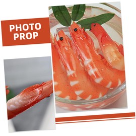ERINGOGO 6pcs Shrimp Model Artificial Prawns Fake Food Model Faux Meat Realistic Sea Life Fake Cooked Shrimps Lifelike Shrimp Decor Simulated Shrimp Seafood Model Fake Play Food Red
