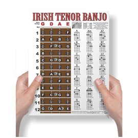 Laminated Irish Tenor 4 String Banjo Fingerboard Notes & Chord Poster Wall Chart | A New Song Music | 8.5x11