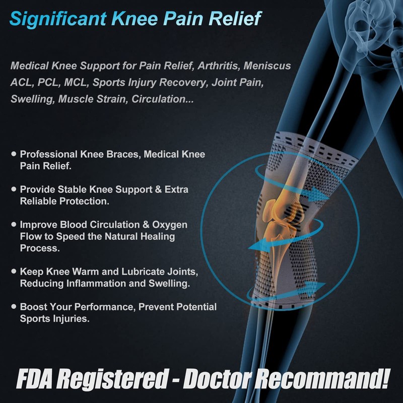 NEENCA 2 Pack Knee Braces for Knee Pain, Compression Knee