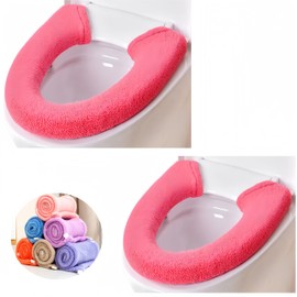 Wuyue Hua 2Pieces Thicker Bathroom Soft Toilet Seat Cover Pad with Handle Toilet Lid Cover Cushion Soft Thicker Stretchable Washable