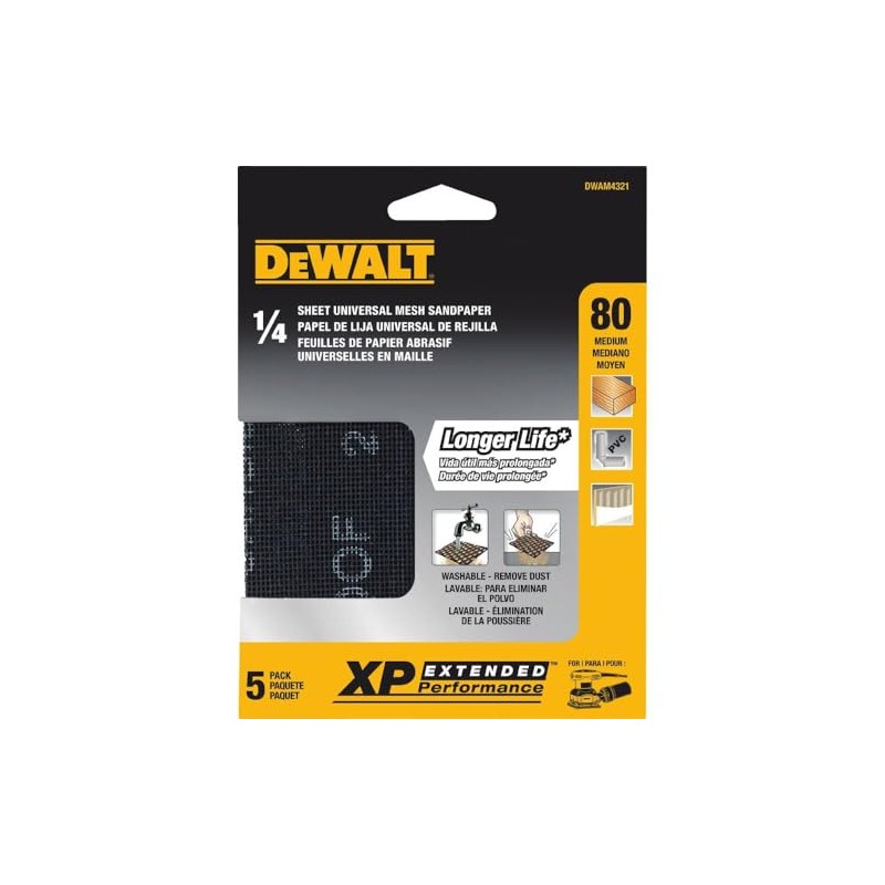 DEWALT DWAM4321 80 Grit Mesh Sheet (5 Sheets), 1/4"