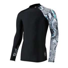 HUGE SPORTS Men's Splice UV Sun Protection UPF 50+ Skins Rash Guard Long Sleeves(Snake scale,XL)