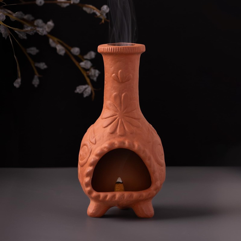 Palo Santo Mini Chiminea – Elegant Ceramic Incense Holder for