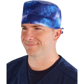 Sparkling EARTH Starry Sky Unisex Classic Surgical Style Scrub Working Cap - 100% Cotton - Made in The USA!
