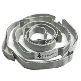 Stretching Strap Yoga Strap with Loops, Stretch Straps for Physical Therapy, Non-Elastic Exercise Strap for Pilates, Dance and Gymnastics with Workout Guide (Silver Gray)