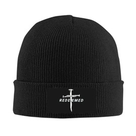 Jesus Christ Christian Redeemed Cross Nails Knit Beanie Hat Winter Fall Headwear for Men Women Unisex Warm Stocking Skull-Cap