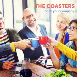 Destination Vinyl ltd Great Coasters (Set of 4) Round - Black & Gold Geometric Art Deco Drink Glossy Coasters/Tabletop Protection for Any Table Type #12545