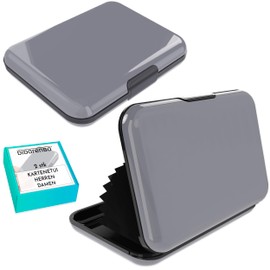 Card Holder for Men and Women, Pack of 2, Aluminium with RFID Locking System, Anti-Fraud, Non-Contact Large Capacity, Grey