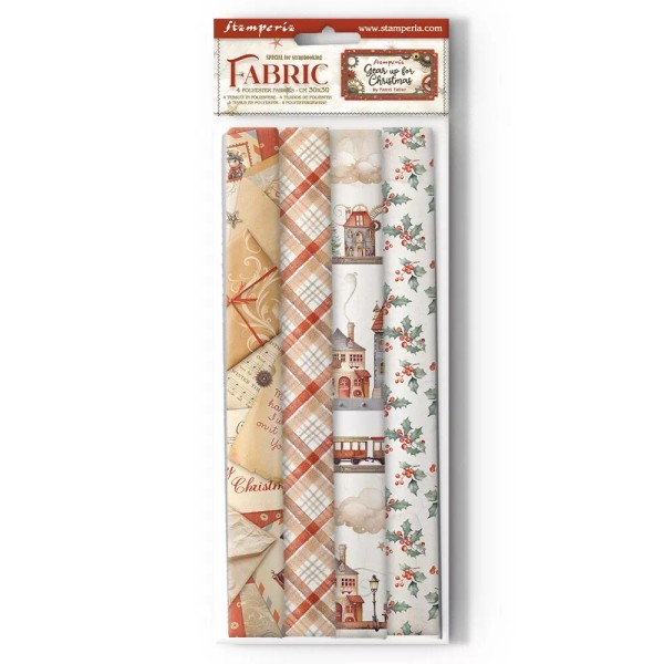 Stamperia Gear Up For Christmas Fabric Sheets Polyester Scrapbook Fabric