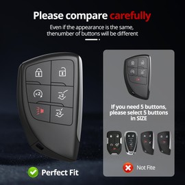 QfungYe for Chevy GMC Key Fob Cover with Keychain.TPU Keyshell No Screws Required for Installation. Compatible with 2021-2025 Silverado Sierra Tahoe GMC Yukon Suburban Denali(Gold-6 Buttons)