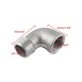 Bonsicoky 304 Stainless Steel 90 Degree Elbow, 3/4" NPT Male x 3/4" NPT Female Street Pipe Fittings