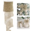 HUIHUANG Burlap Wired Ribbon 4 inch Burlap Ribbon for Christmas