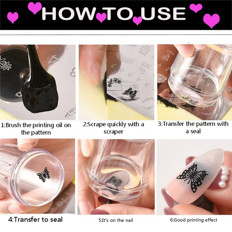 2.8CM Head Clear Jelly Silicone Nail Art Stamper Scraper with