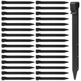 20 Pcs Plastic Ground Stakes 9.6 Inch Landscape Edging Stakes Tent Pegs Spikes for Campings Outdoor Edging and Terrace Board and Garden Lawn, Sturdy Canopy Stakes for Sand Beach Woods(Black)