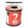 Retro Tissue Box Cylindrical Fashionable PU Leather Wooden Napkin Storage