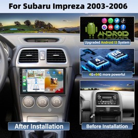 UNITOPSCI 4G+64G for Subaru Impreza 2003-2006 Android 13 Stereo Radio Wireless CarPlay Android Auto GPS Navigation 9 Inch Touch Screen Bluetooth 5.0 FM/RDS DSP 32EQ WiFi Mirror Link SWC+ Camera Mic