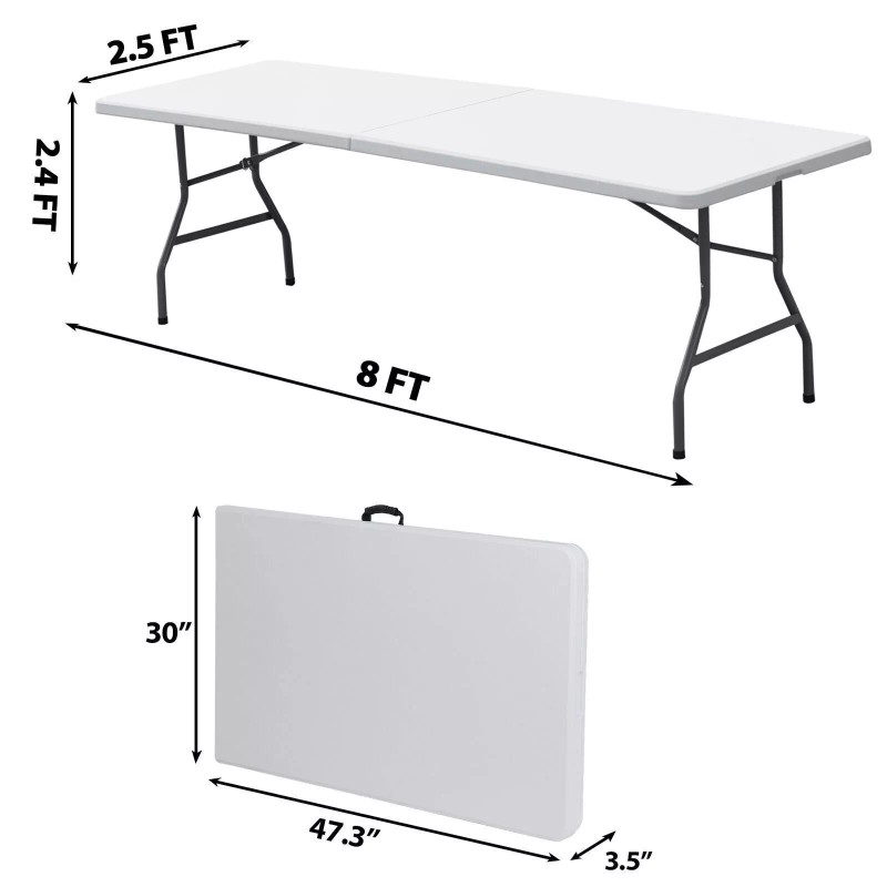 Segawe 2PCS Folable Table 8FT Dining Table w/Handle Lock Picnic
